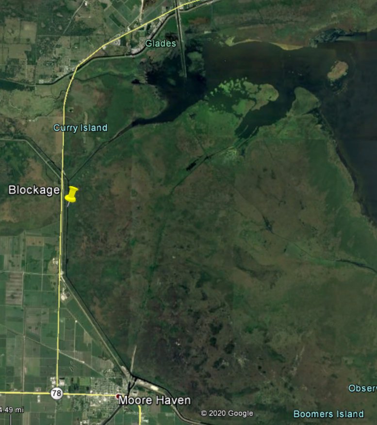 This map slows the location of the blockage reported Sept. 23.